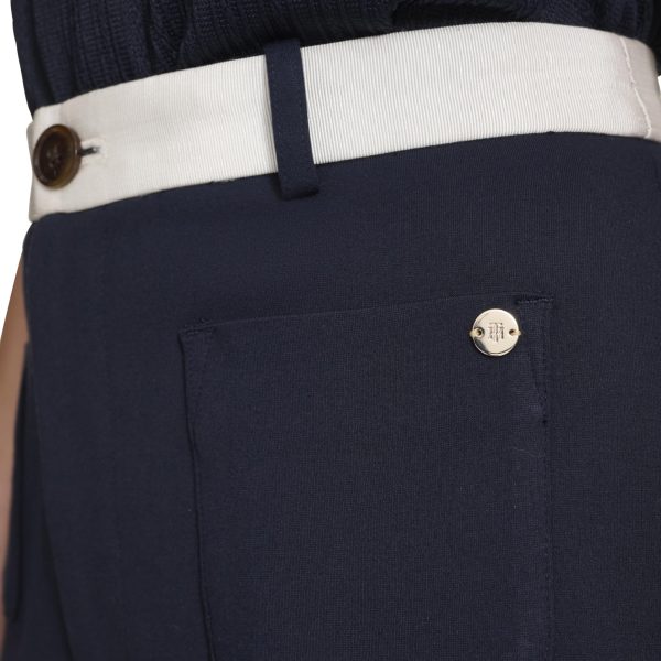 womens Contrast Waist Flare Trouser Pant