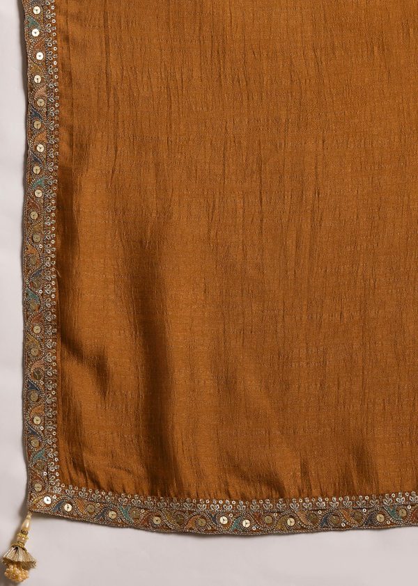 Women's Silk Blend Embroidery Anarkali Kurta Pant Set with Dupatta Salwar Suit Set for Women