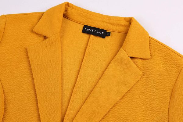 Womens Casual Work Office Blazer Pockets Buttons Suit Jacket 3/4 Sleeve