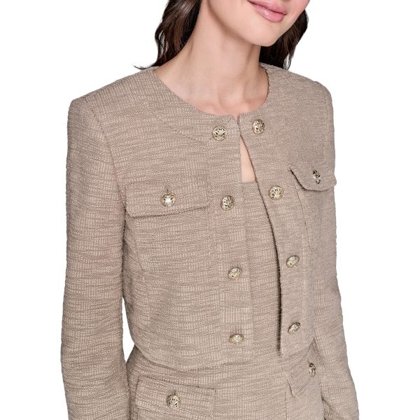 Women's Crop Stretch Texture Long Sleeve Jacket
