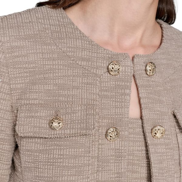 Women's Crop Stretch Texture Long Sleeve Jacket